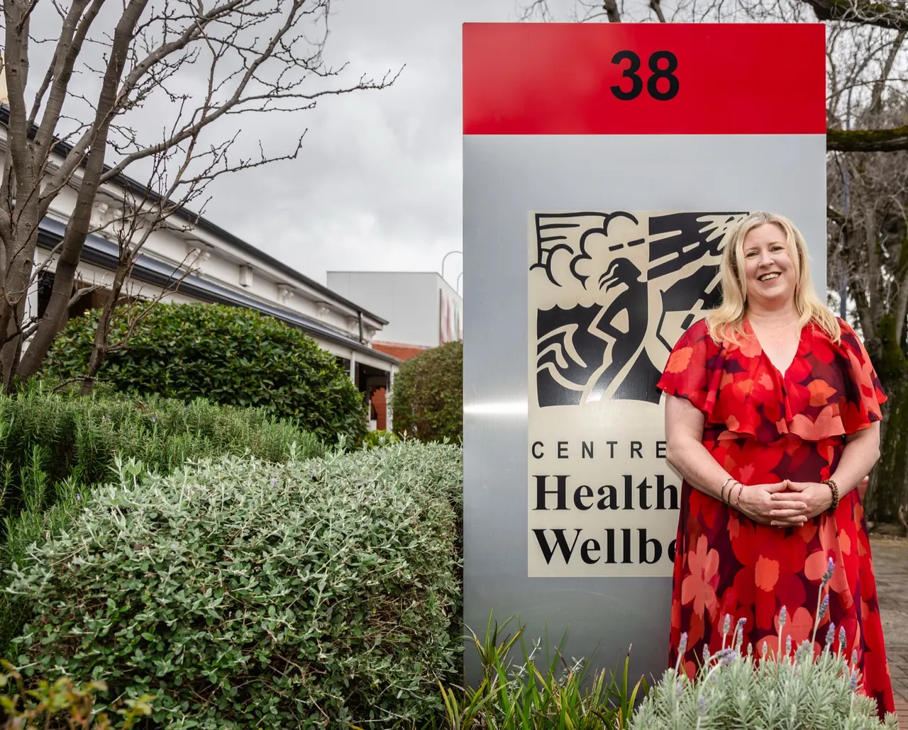 Dr Kylie Dodsworth outside the Centre for Health and Wellbeing